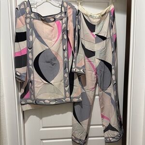 Vintage Emilio Pucci Pink and Cream Patterned Garment